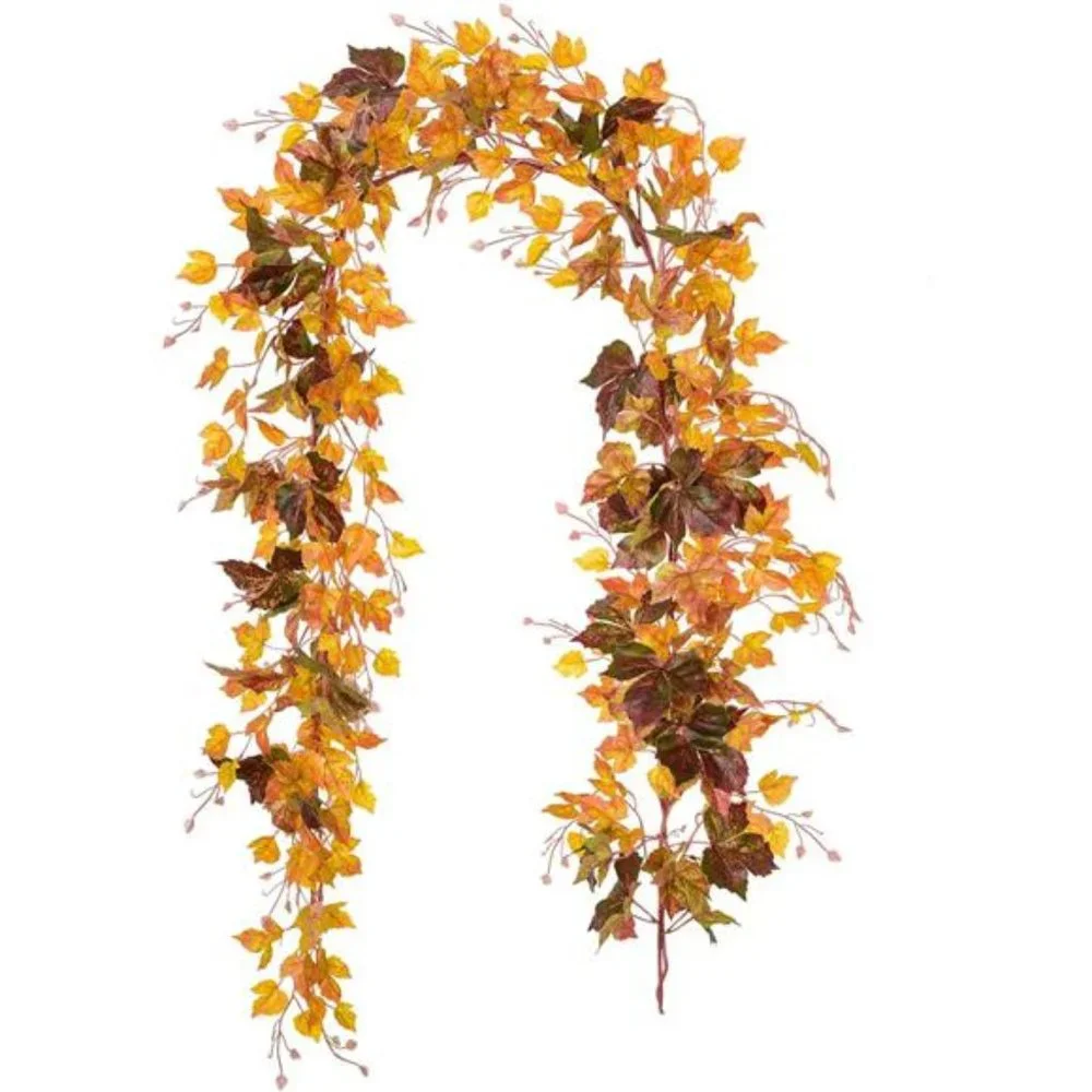 2 Pack Fall Garland Maple Leaf Vine, 6.5 Ft/Piece Hanging Artificial Garland